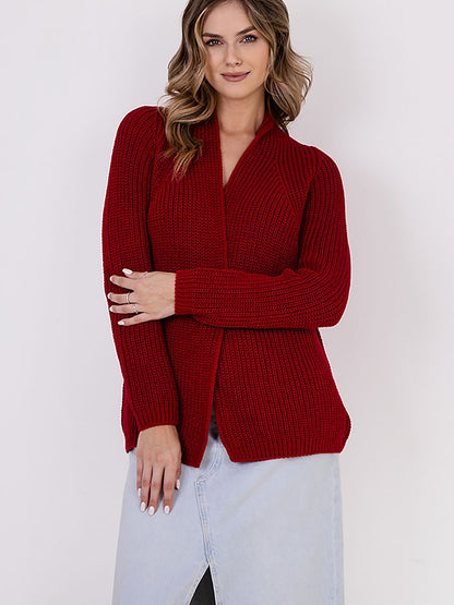 Jumper MKM: Exquisite Ribbed Knit Stand-Up Collar Cardigan