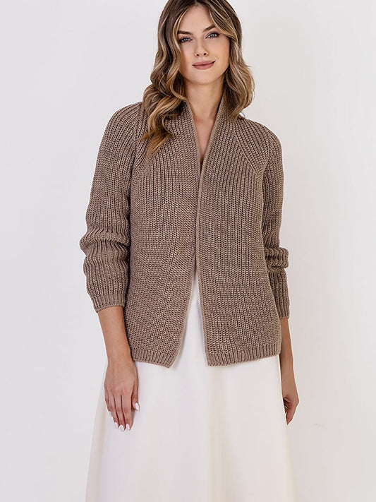 MKM Ribbed Stand-Up Collar Cardigan