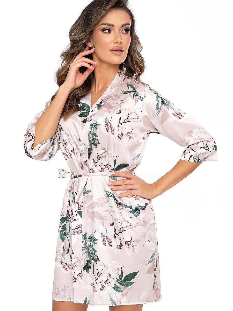 Donna Satin Silk Floral Bathrobe