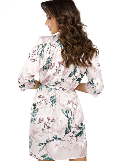 Donna Satin Silk Floral Bathrobe