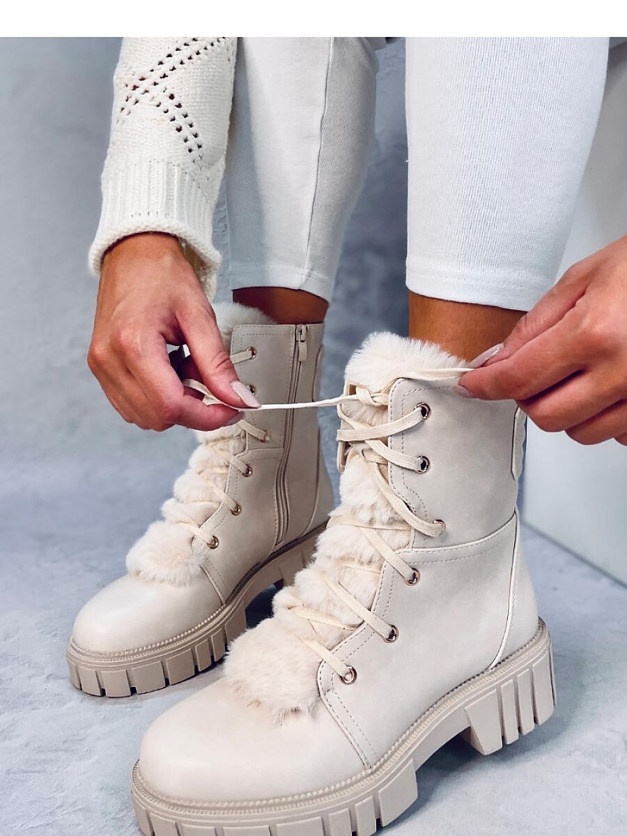 Inello Fur-Lined Military Style Lace-up Boots