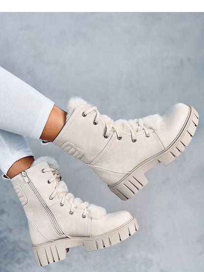 Inello Fur-Lined Military Style Lace-up Boots