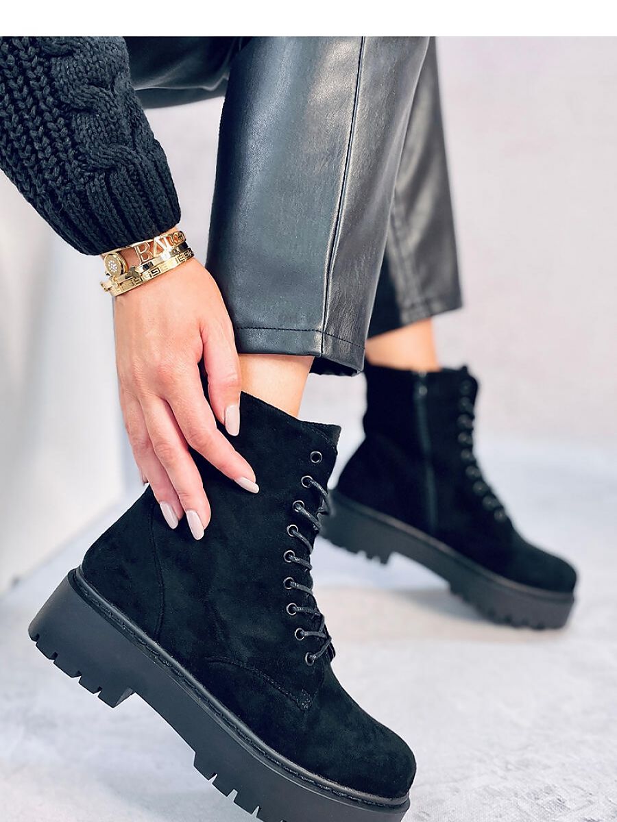 Inello Suede Lace-Up Platform Boots with Fur Lining