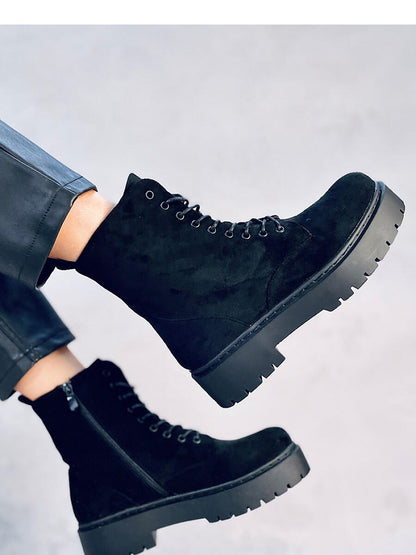 Inello Suede Lace-Up Platform Boots with Fur Lining