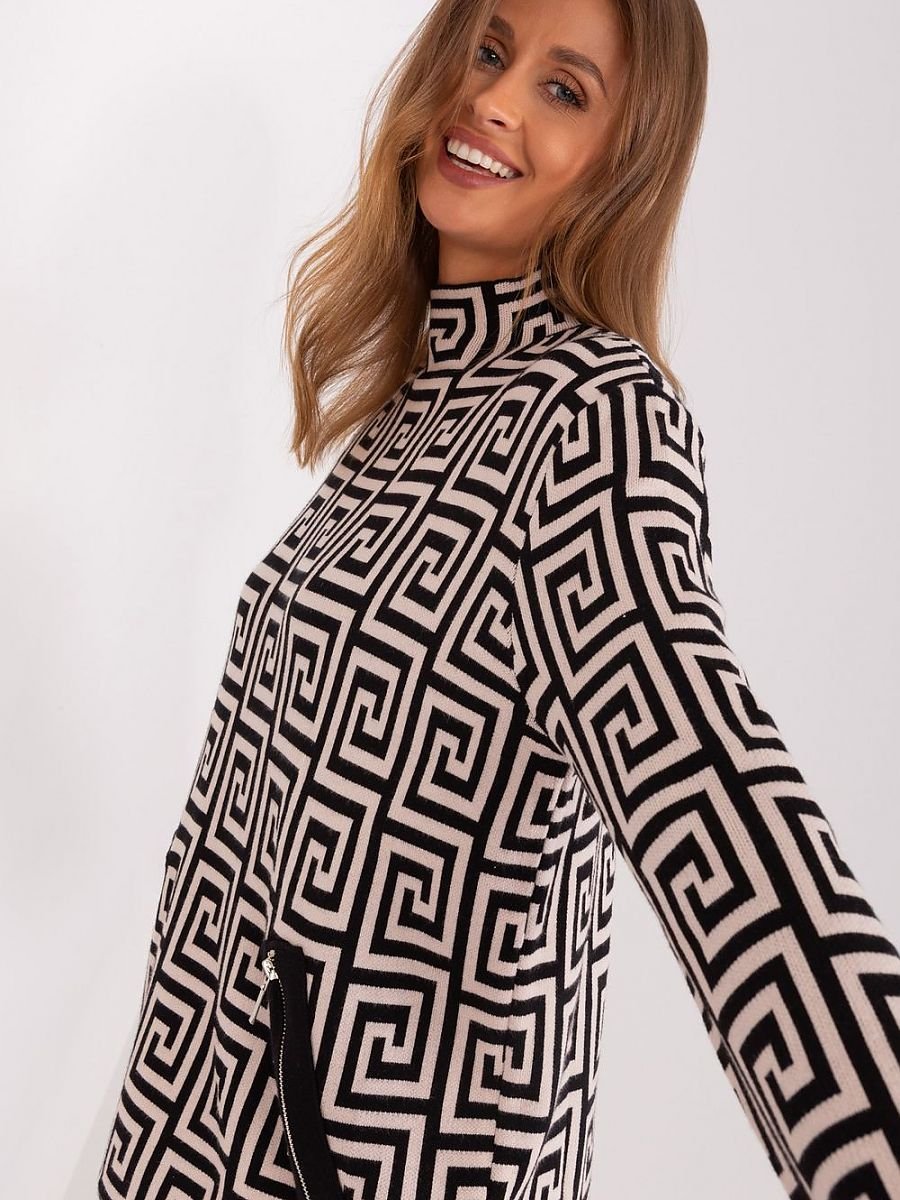 Jumper AT - Women's Geometric Patterned Half Turtleneck Jumper