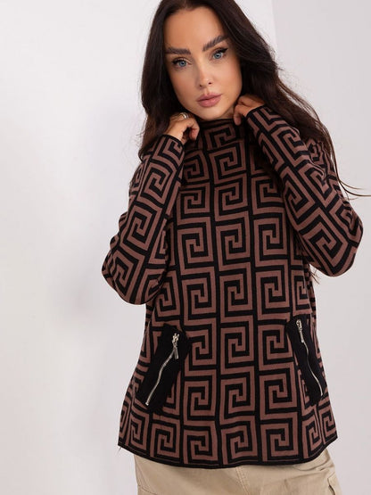 Jumper AT: Women's Geometric Patterned Turtleneck Jumper