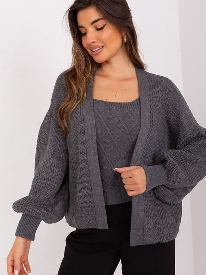 Stylish Buff Long Sleeve Cardigan Set