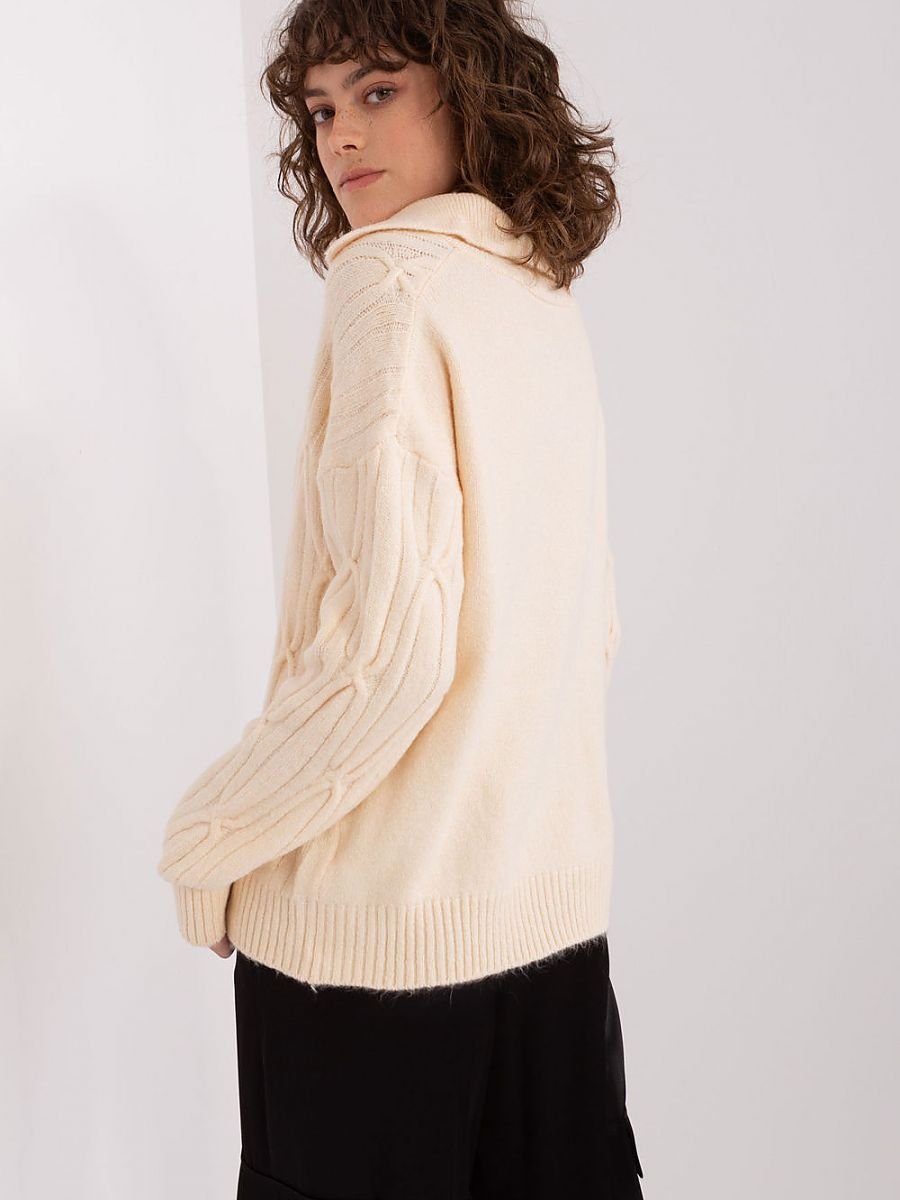 Jumper AT: Women's Multi-Textured Acrylic Jumper with Sophisticated Collar