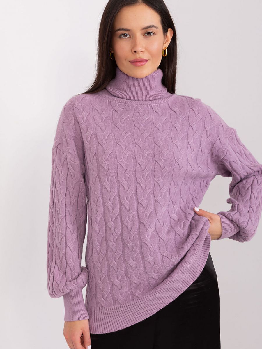 Turtleneck AT: Variegated Plaid Weave Jumper