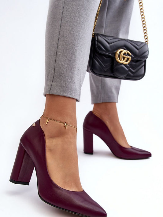 Elegant Leather Block Heel Pumps for Stylish Step-In