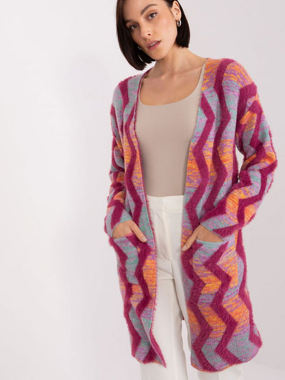 AT Long Sleeve Geometric Pattern Cardigan