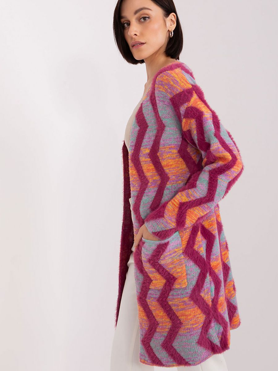 AT Long Sleeve Geometric Pattern Cardigan