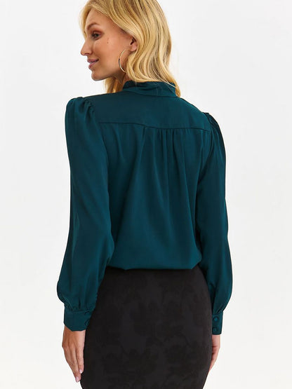 Chic Long-Sleeve Stand-up Collar Blouse