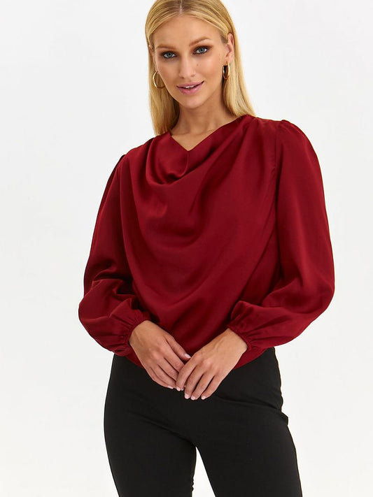 Elegant Satin Blouse with Unique Neckline