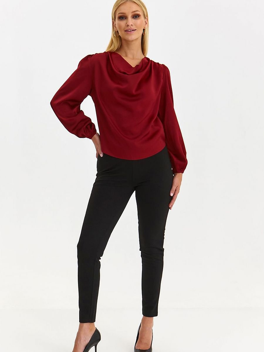 Elegant Satin Blouse with Unique Neckline