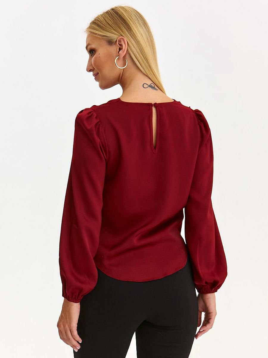 Elegant Satin Blouse with Unique Neckline