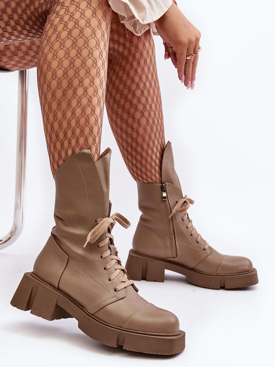 Ankle Bootie with Zipper and Lace-Up Detail