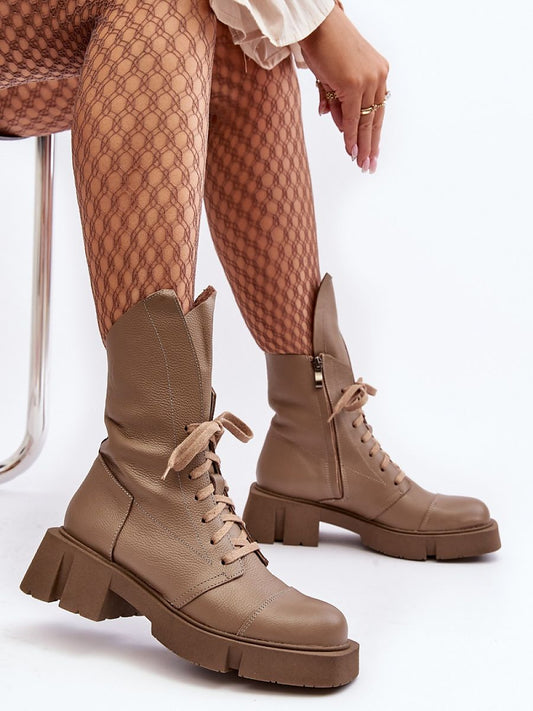 Ankle Bootie with Zipper and Lace-Up Detail