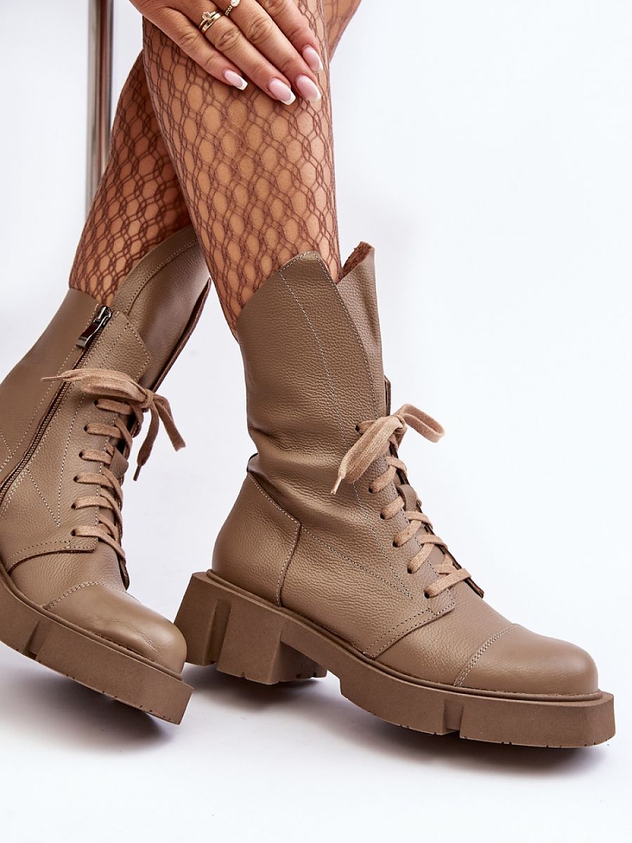 Ankle Bootie with Zipper and Lace-Up Detail