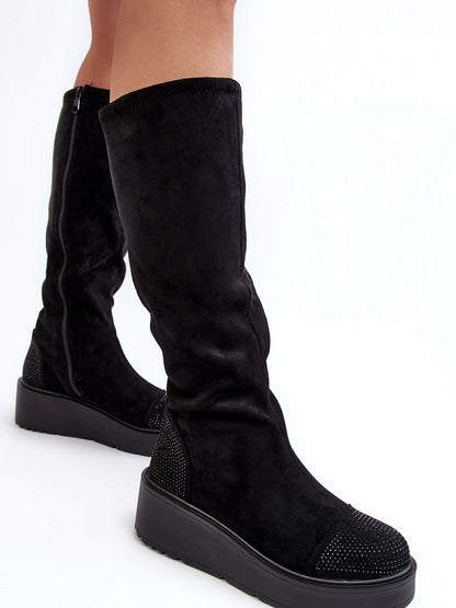 Buskin Boots Step In Style - Women's Eco-Suede Platform Boots