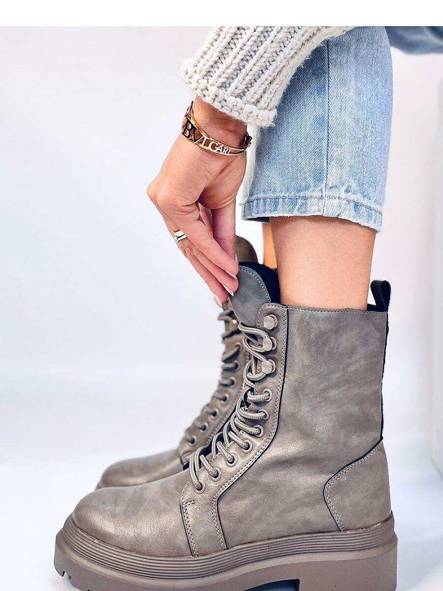 Ladies' Lace-Up Military Style Boots with Zipper Closure