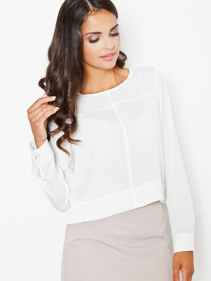 Airy Long Sleeve Blouse with Elegant Stitching