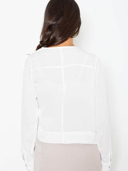 Airy Long Sleeve Blouse with Elegant Stitching