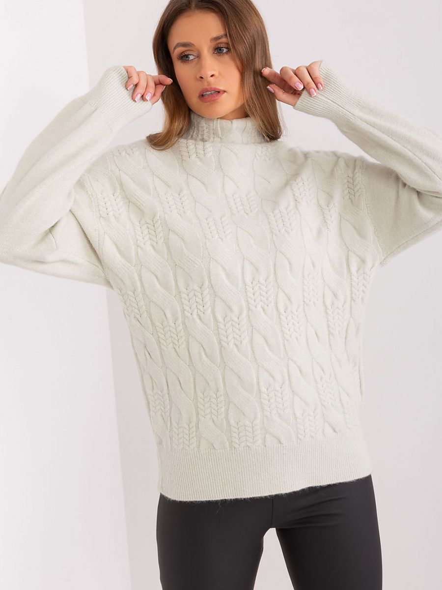 Turtle Neck Jumper with Variegated Weave Texture