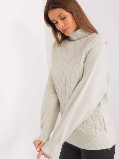 Turtle Neck Jumper with Variegated Weave Texture