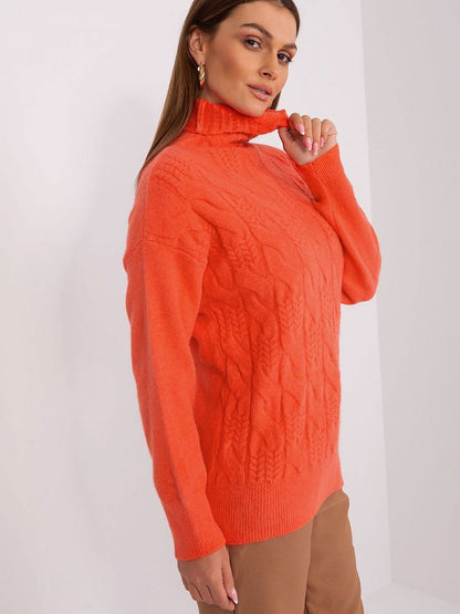 Turtleneck AT: Stylish Variegated Weave Sweater