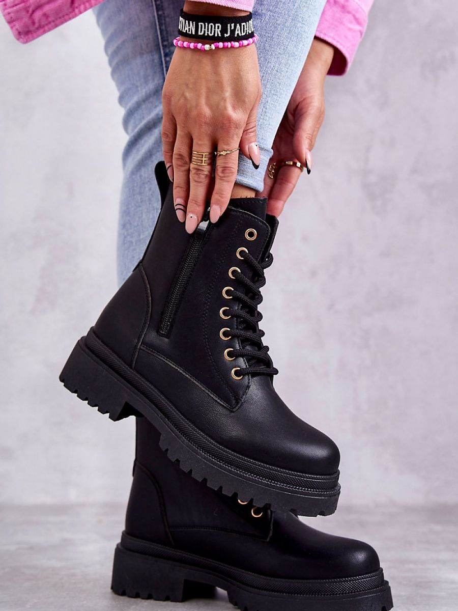 Lace-Up Eco Leather Platform Boots with Insulation