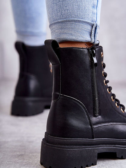 Lace-Up Eco Leather Platform Boots with Insulation