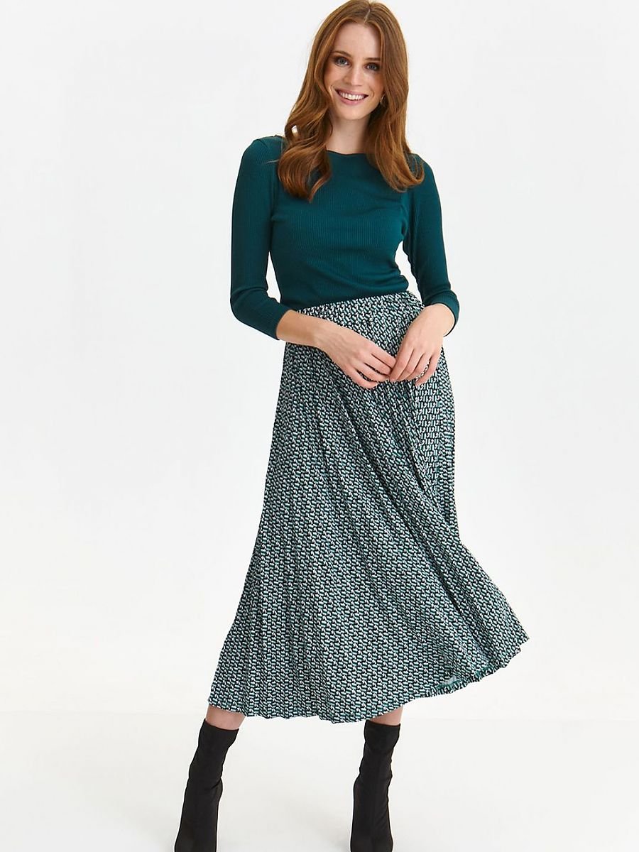 Secret Green Pleated A-line Skirt