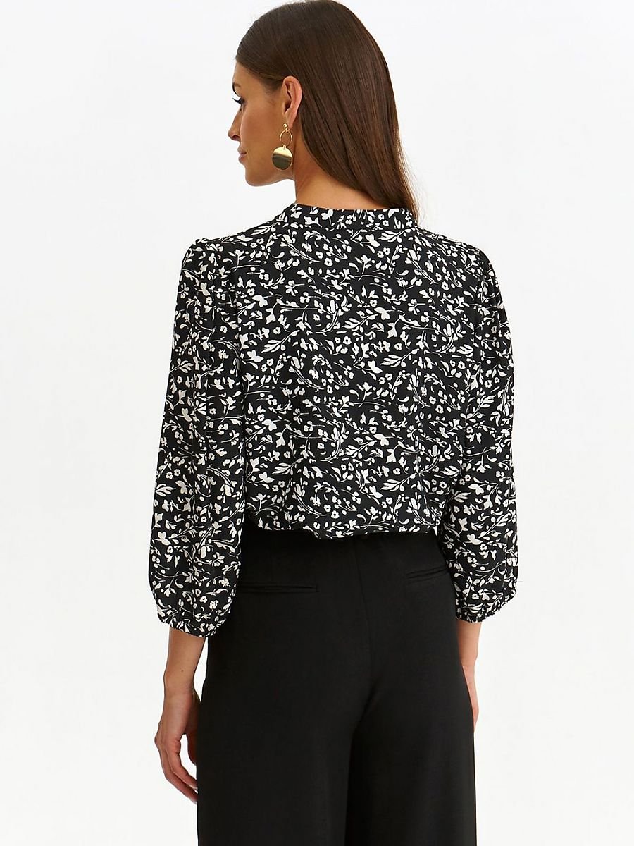 Stylish Black Blouse with Decorative neckline Detail