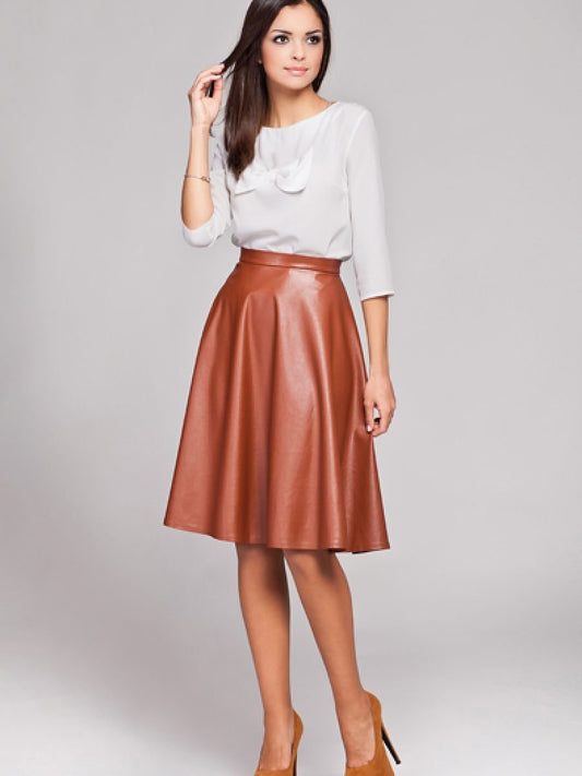 Flared Faux Leather Skirt