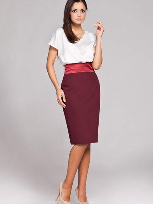 Elegant Pencil Skirt with Satin Belt