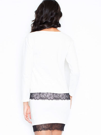 Figl Sweatshirt Knit Blouse with Guipure Lace