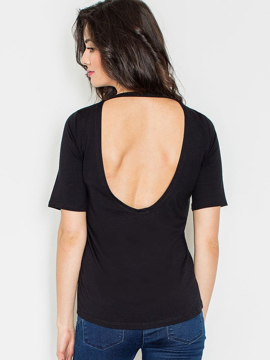 Asymmetric Neckline Blouse in Elastic Material