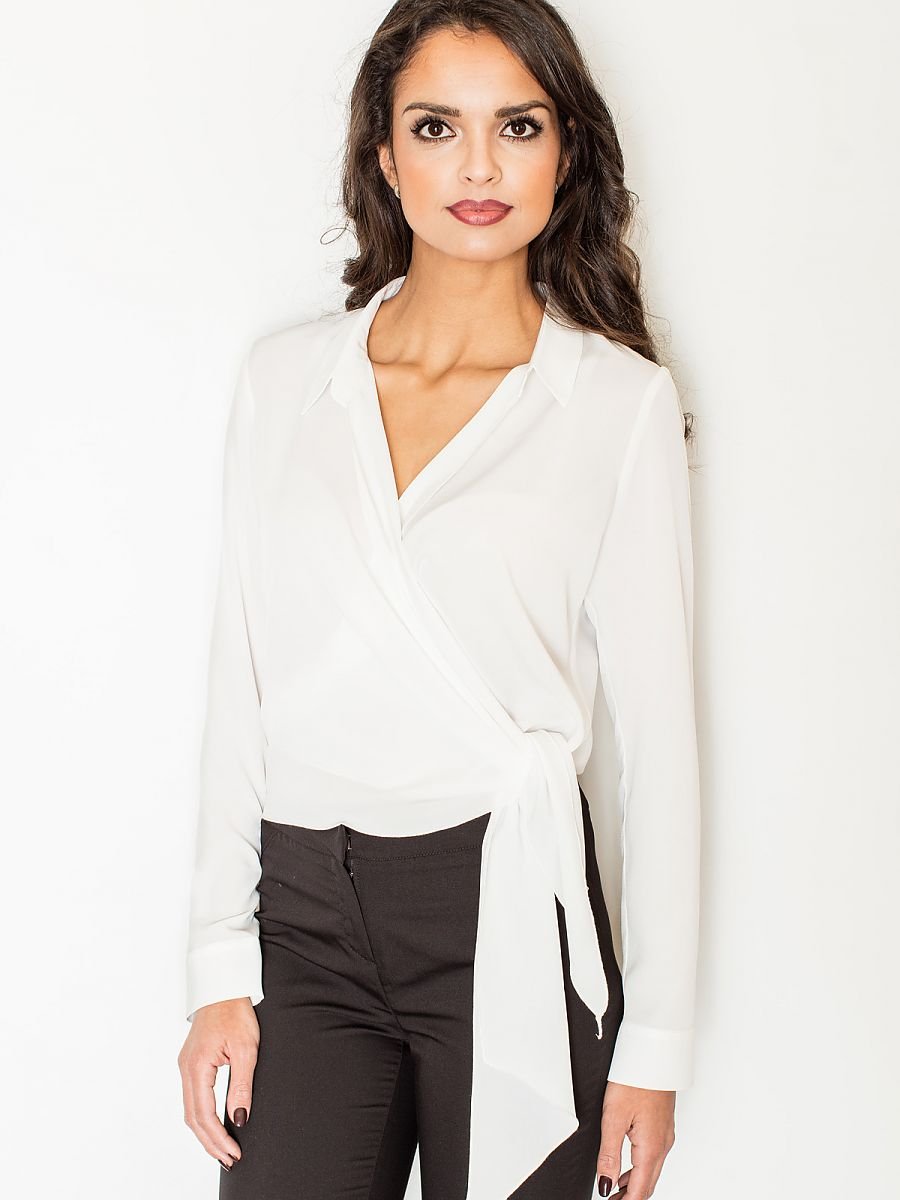 Elegant Thin Crepe Waist-Tied Blouse