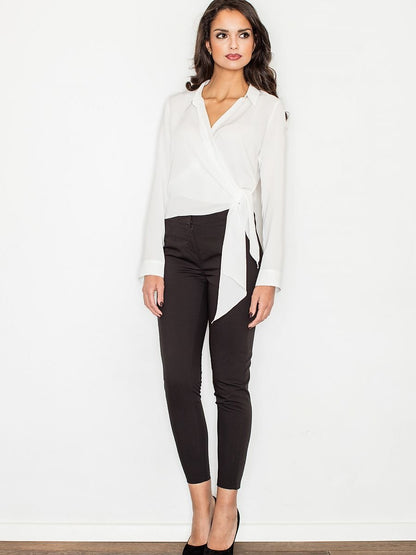 Elegant Thin Crepe Waist-Tied Blouse