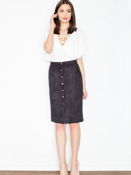 Skirt Figl - Elegant Suede Pencil Skirt