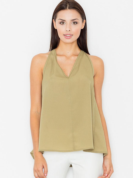 Stylish Body-Fit Blouse with Neckline Detail