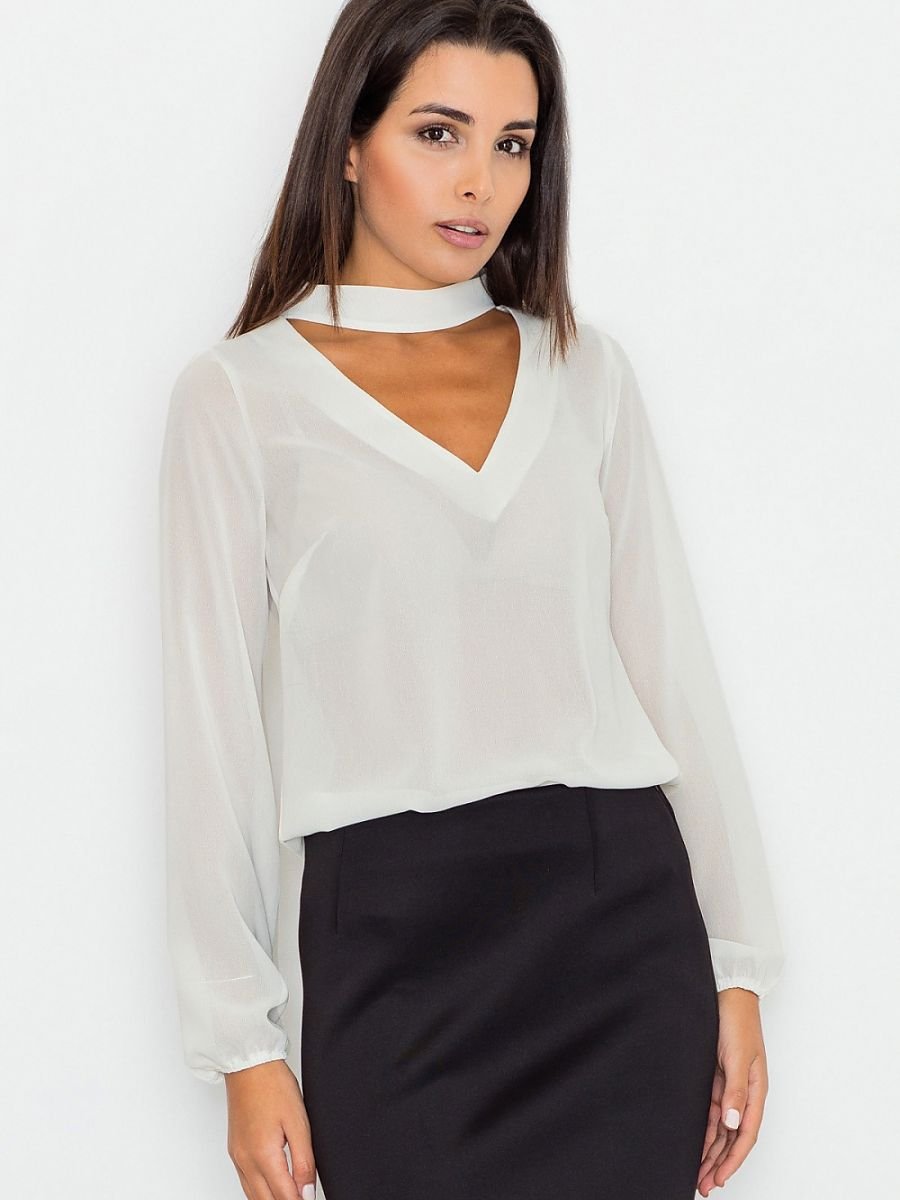 Figl Long Sleeve Blouse with Cheese Neckline