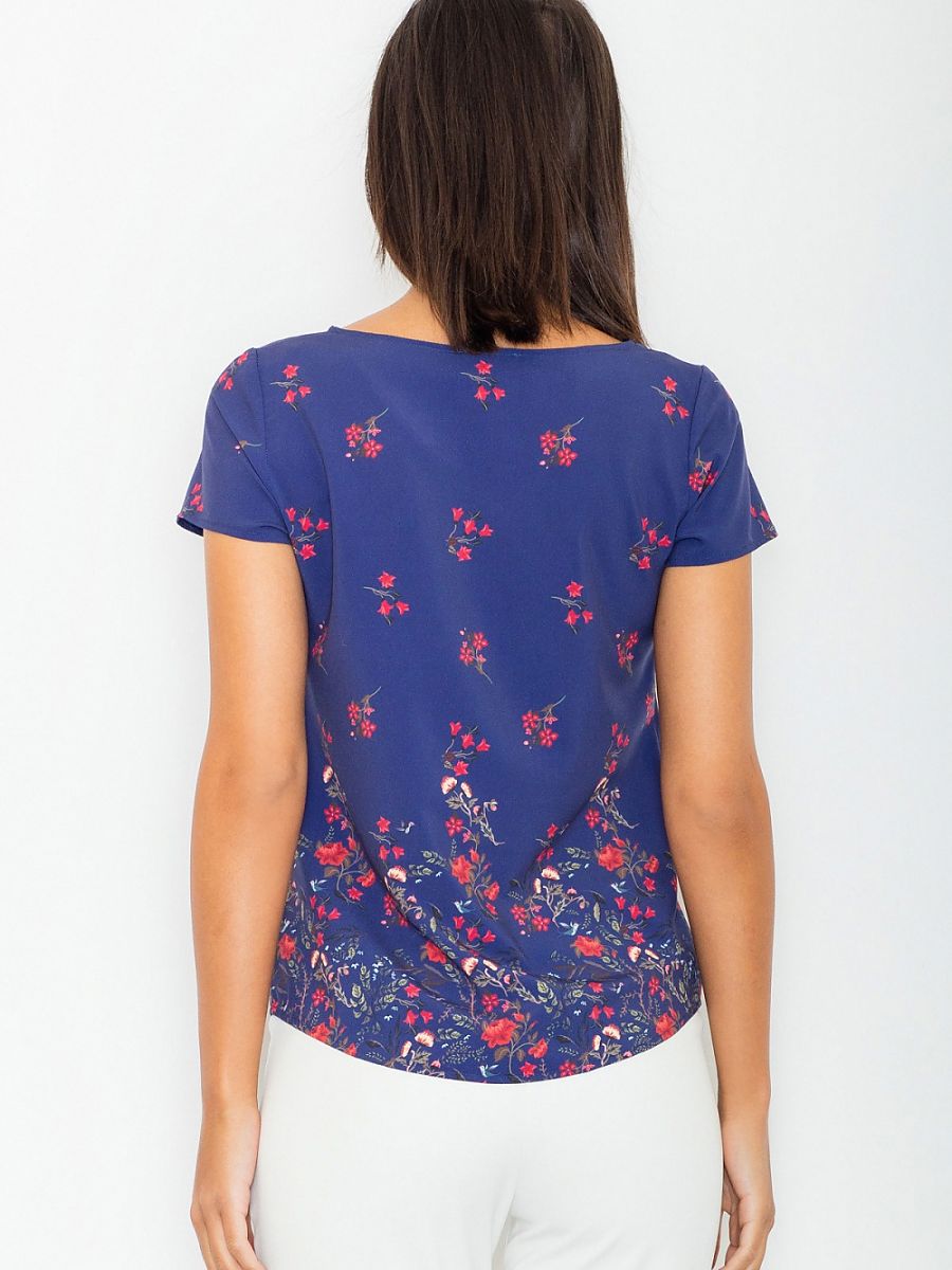 Floral Print Short Sleeve Blouse by Figl