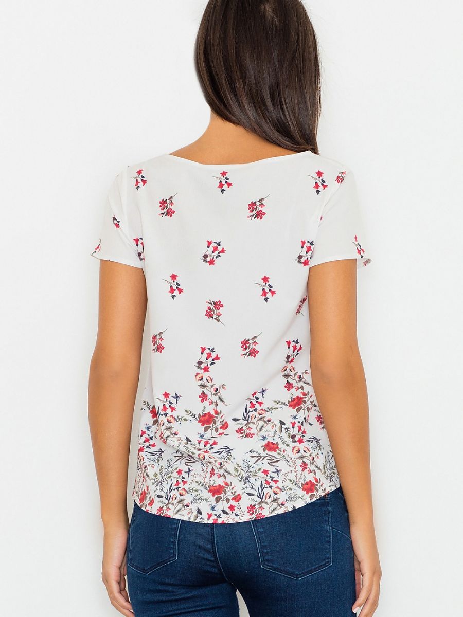 Floral Print Short Sleeve Blouse