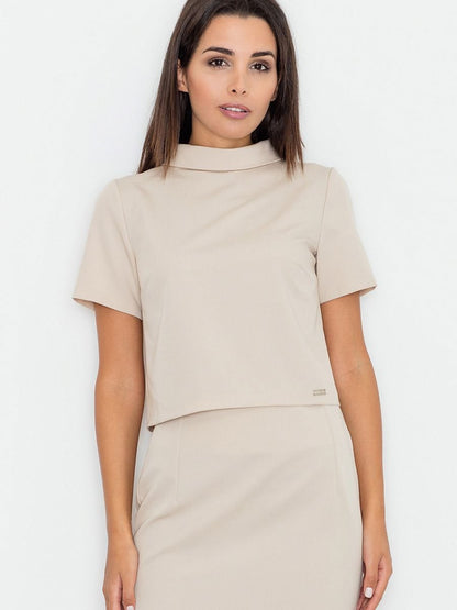 Layered Turtleneck Blouse with Short Sleeves by Figl