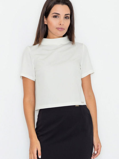 Turtleneck Layered Blouse with Short Sleeves