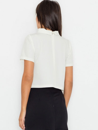 Turtleneck Layered Blouse with Short Sleeves