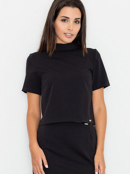 Layered Turtleneck Blouse with Short Sleeves