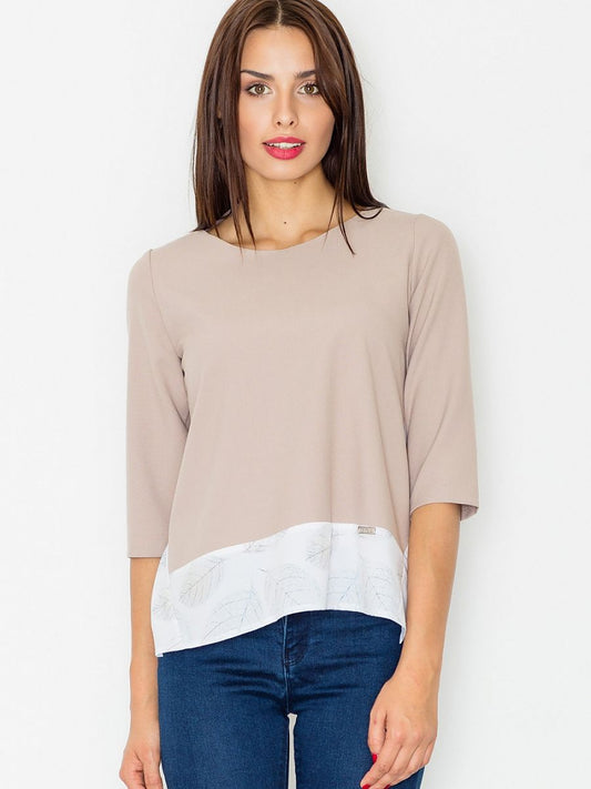 Loose-Fitting 3/4 Sleeve Blouse